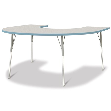Jonti-Craft Berries Horseshoe Activity Table, 66 in. x 60 in., A-height, Freckled Gray/Coastal Blue/Gray 6445JCA131
